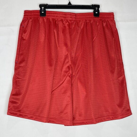 New Mens Athletic Mesh Shorts XL Jersey Pockets Red Gym Basketball - Picture 6 of 11
